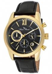 Lucien Piccard 12356-YG-01 Men's Mulhacen Chronograph Black Dial Black Genu