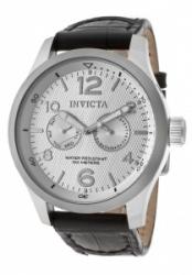 Invicta Men's I-Force Silver Textured Dial Black Genuine Leat
