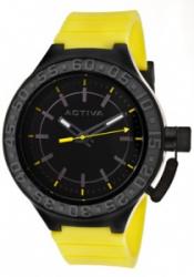 Activa AA300-014 Men's Black Dial Yellow Polyurethane